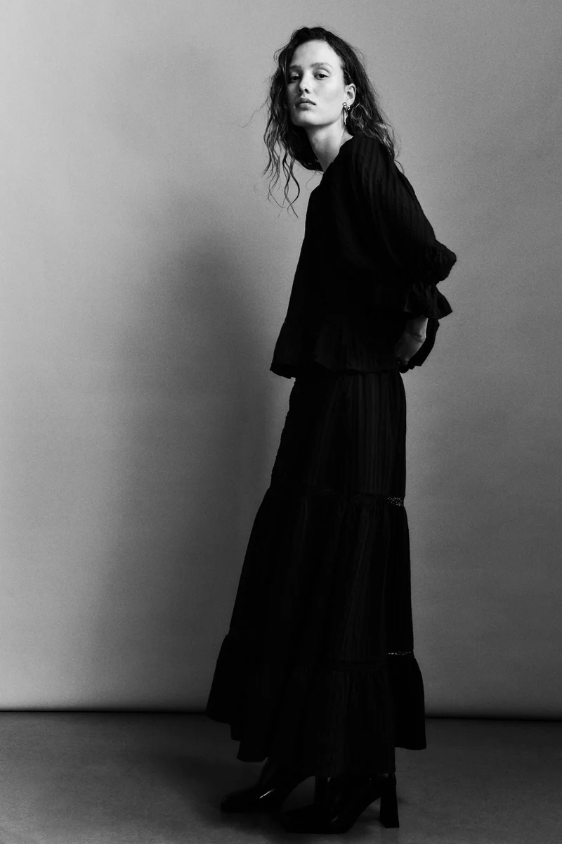 H&M Lace-inset maxi skirt